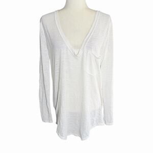 We The Free People Betty Long Sleeve Slouchy Tshirt White M Women's Bohemian NWT